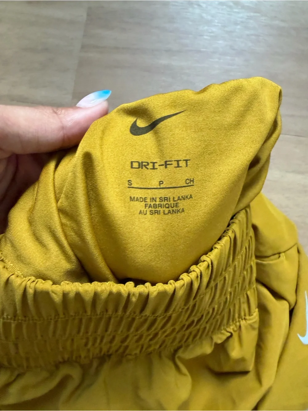 Nike Women’s Smocked Waist Mustard Yellow Athletic Shorts